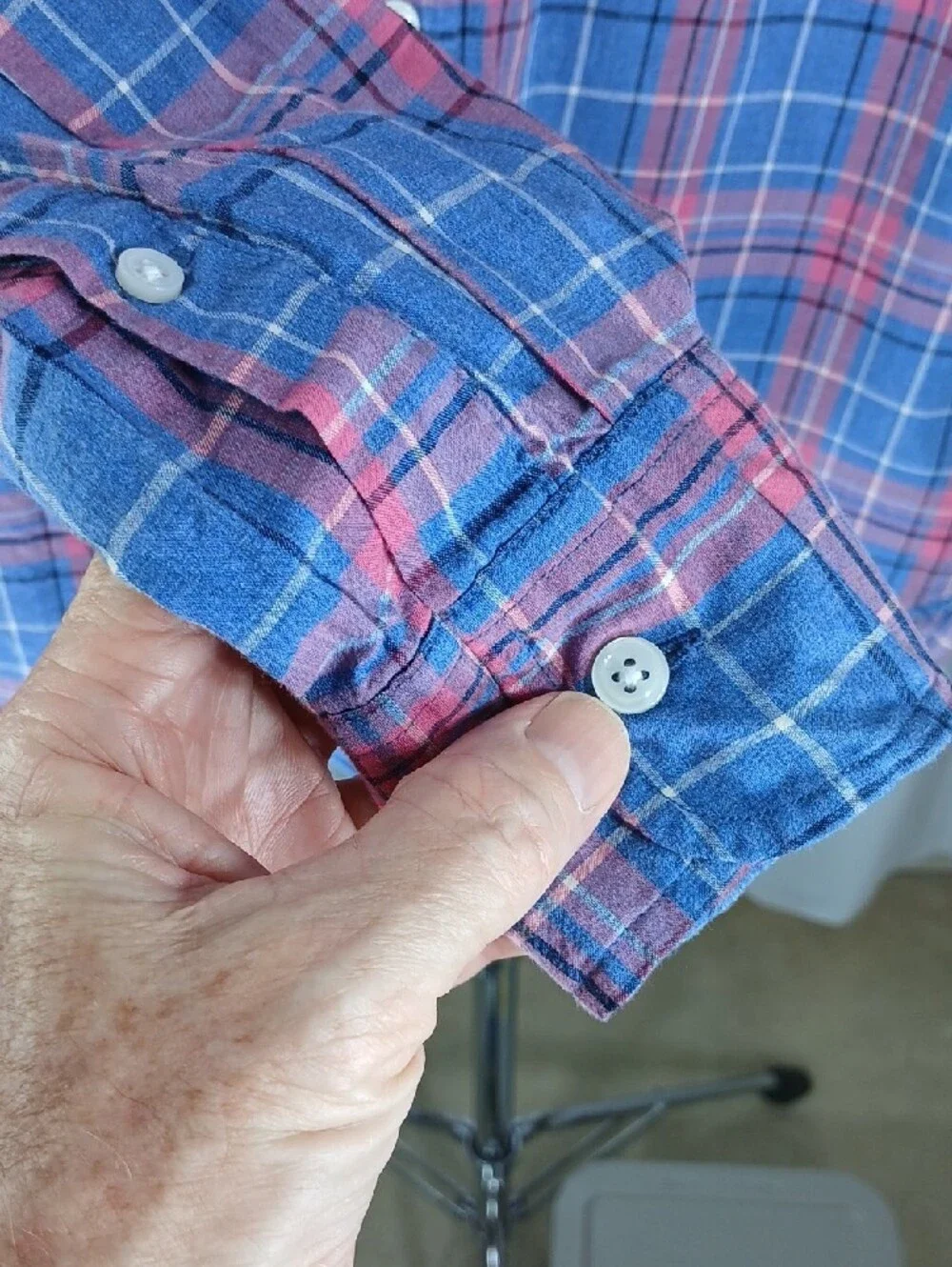 J. Crew Blue and Pink Plaid Cotton Button-Down mens Shirt